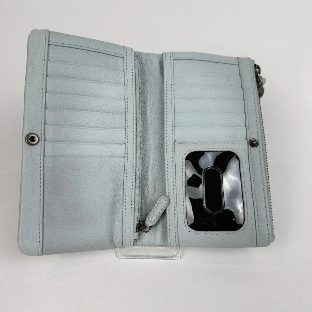 The Sak Collective Pale Blue Leather Zip Top Card‎ Case Wallet